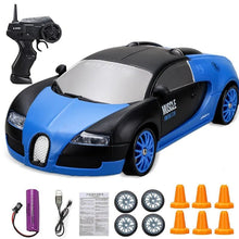 Toy car with remote control, battery, and accessories 