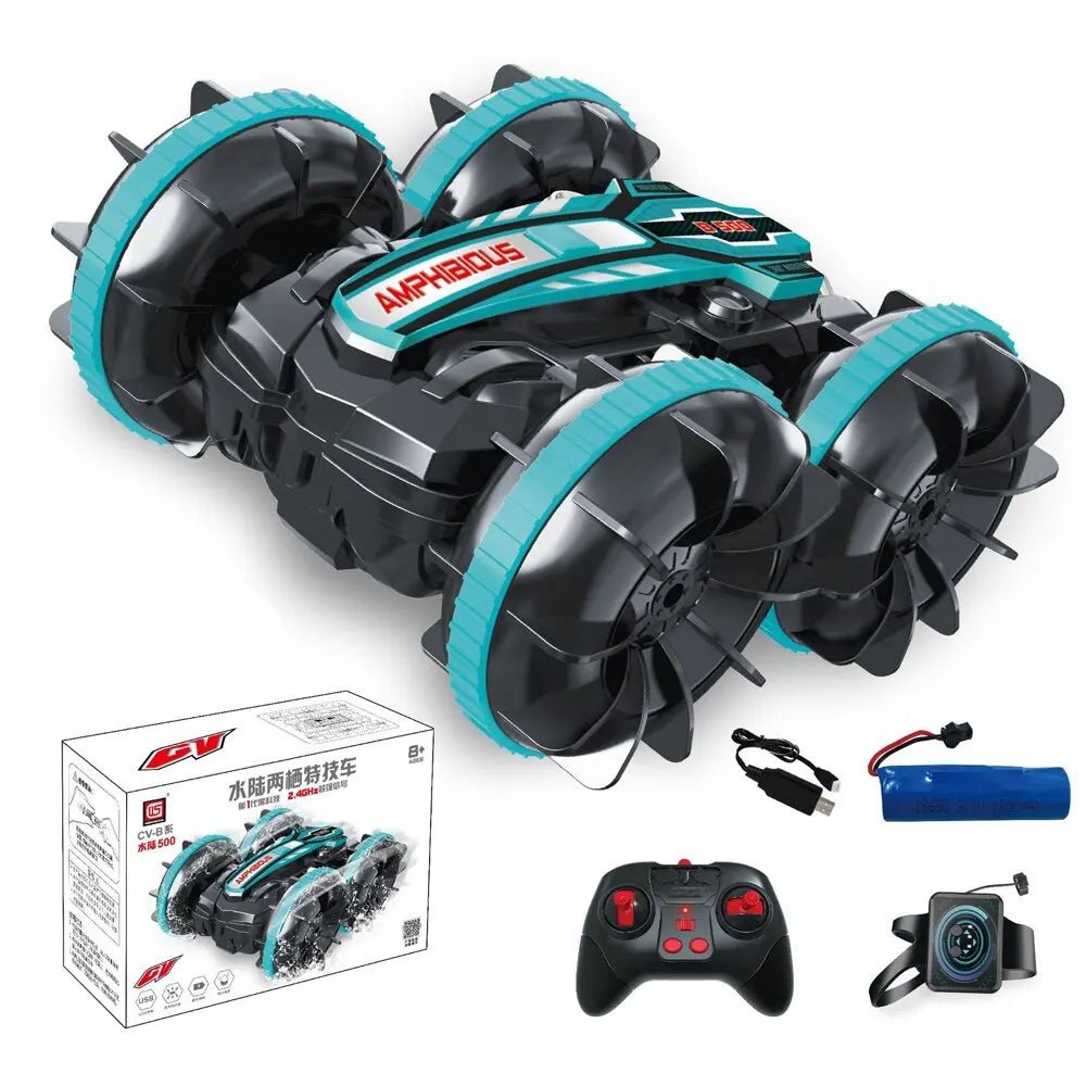 Amphibious RC Stunt Car mini waterproof build for offroad and pool play.