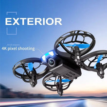 Mini drone 4K camera flying outdoors for aerial photography and family outings.