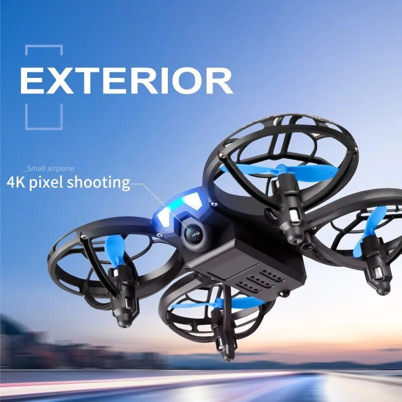 Mini drone 4K camera flying outdoors for aerial photography and family outings.