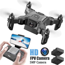 Mini RC drone with HD camera and remote control ready for kids and beginner pilots.