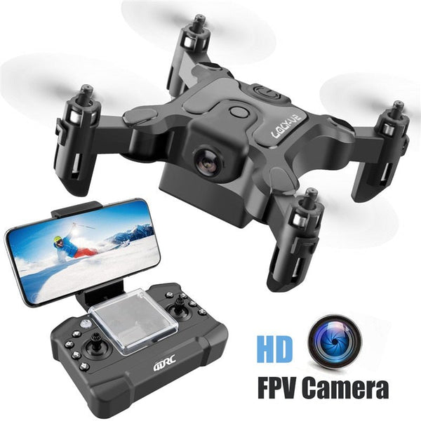 Mini RC drone with HD FPV camera and controller for beginner-friendly aerial flying.