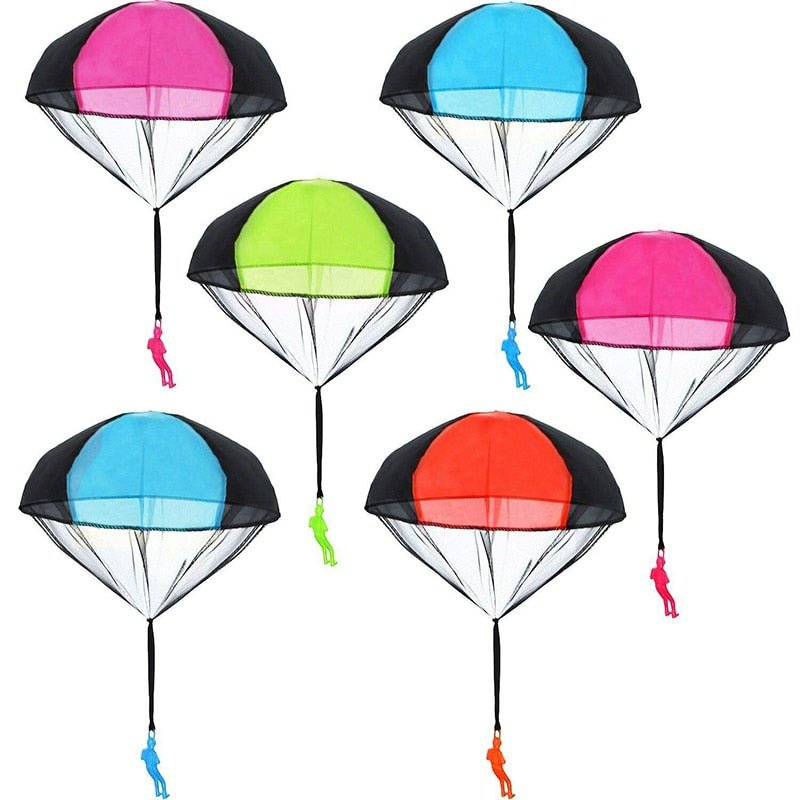 Set of colorful paracord parachutes