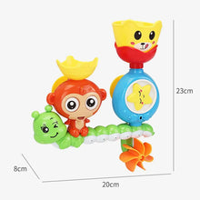 Monkey caterpillar bath toy closeup showing its colorful shower game design for kids.