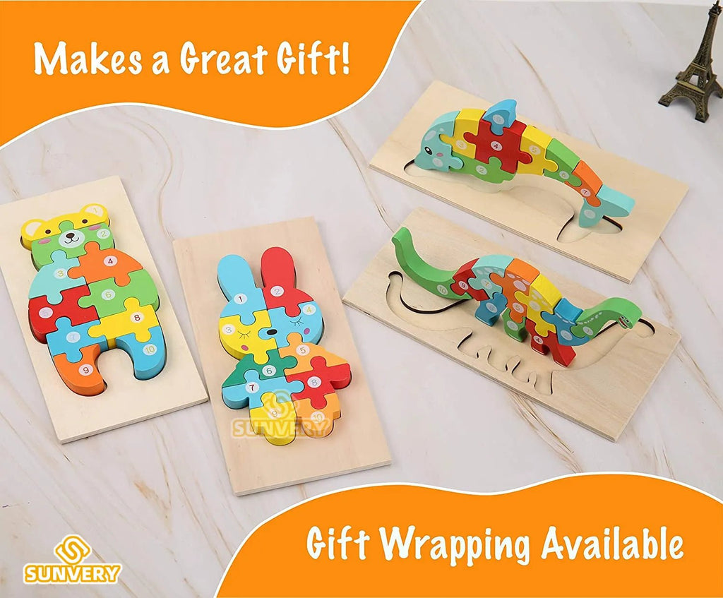 Montessori 3D wooden animal puzzle designs to choose from for toddler play and educational gifting.