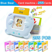 Montessori audio flash cards blue bear card reader with full educational card set.