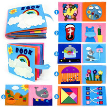 Montessori busy board sensory cloth book set with educational pages for early learning and interactive baby play.