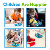 Children playing with a toy set in various settings 