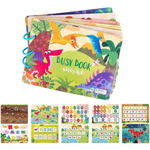 Montessori Busy Book dinosaur theme preschool activity toy for toddler quiet time and early learning.