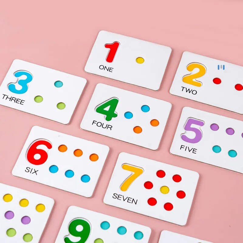Educational number cards with colorful dots