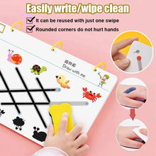Pink Montessori Drawing and Math Game reusable writing board designed for safe repeated toddler practice.