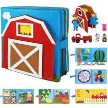 Farm Animal Storytelling Busy Board Montessori sensory toy showing interactive elements for preschool learning.