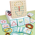 Montessori Graphics Nail Board pegboard toy with rubber bands for kids creative shape-making play.