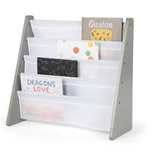 Montessori Kids Book Rack storage bookshelf in gray for organized book display and easy access.