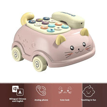 Montessori Musical Phone toy with cat design for newborn story machine and sensory play.