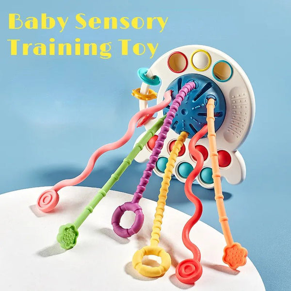 Baby sensory training toy with colorful links