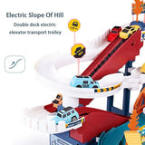 Toy electric slope of a hill with cars and track