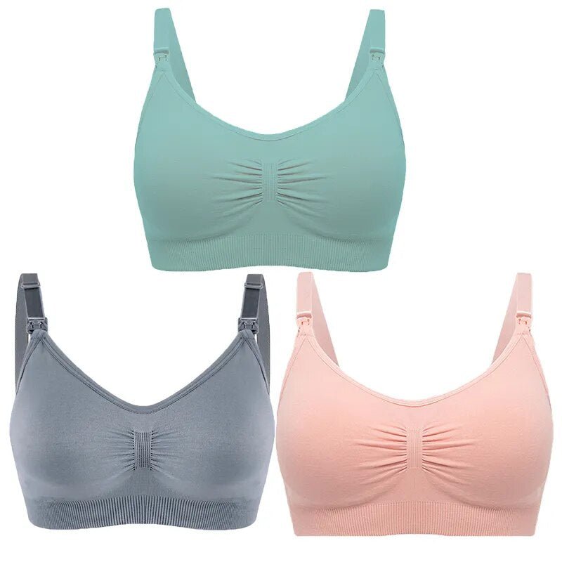 3pc Maternity Nursing Bra Set, Multicolour seamless breathable design, for back-to-work pumping sessions.