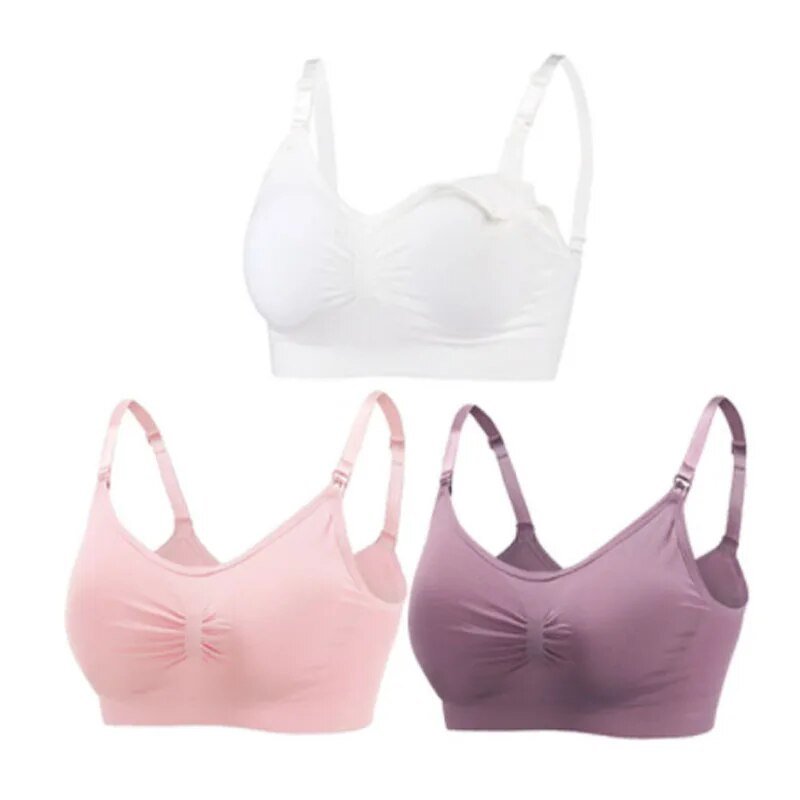 3pc Maternity Nursing Bra Set, Multicolour soft stretch design, for daily maternity wear and hospital bag packing.