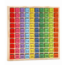 Montessori wooden multiplication grid board set for children building times table fluency through visual learning.
