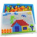 Colorful pegboard toy with various colored beads 