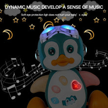 Musical Penguin Crawling Toy glowing eyes and light-up display for nighttime and sensory play.