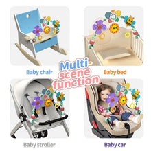 Collage of baby products with colorful toys 