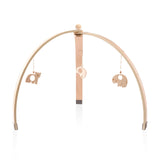 Wooden baby mobile with hanging animal shapes