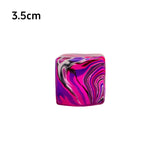 Colorful marbled cube with size indication