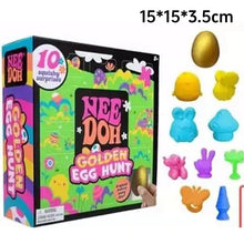 NEEDOH Golden Egg Hunt toy set packaging with squishy toys displayed