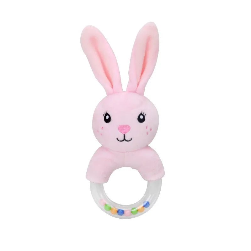 Pink bunny-shaped baby teether.