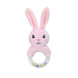 Pink bunny-shaped baby teether.