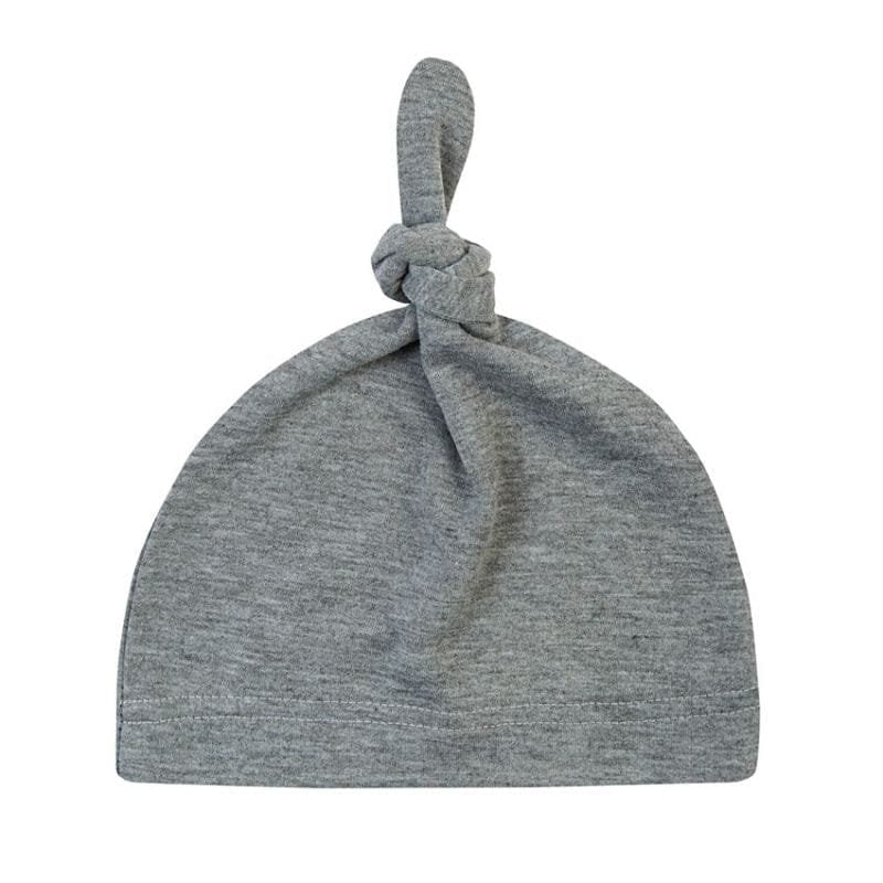 Newborn Baby Cotton Knot Beanie gray sleep cap alternate view for everyday newborn dressing.