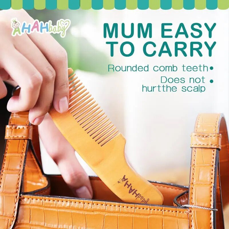 Baby grooming kit flat lay with brush and comb, a tidy 2pcs set for nursery shelves and nappy bag packing.
