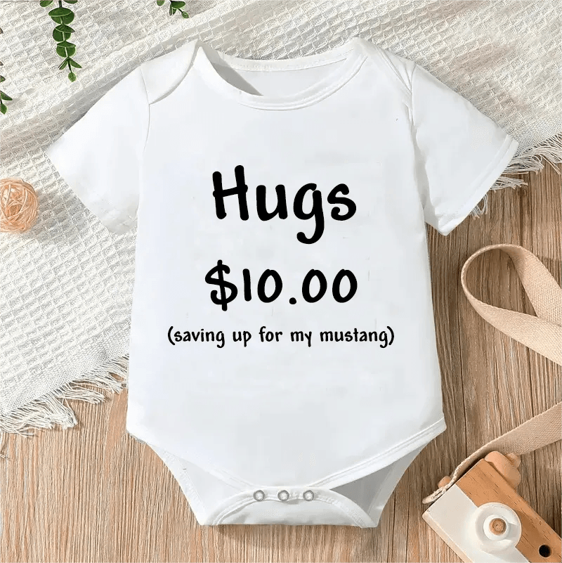 Newborn Letter Print Romper unisex bodysuit flat lay for everyday nursery outfits.