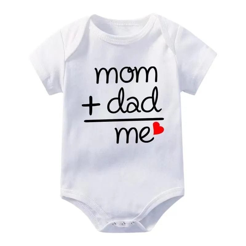 Newborn Letter Print Romper unisex bodysuit front view for baby shower gifting.