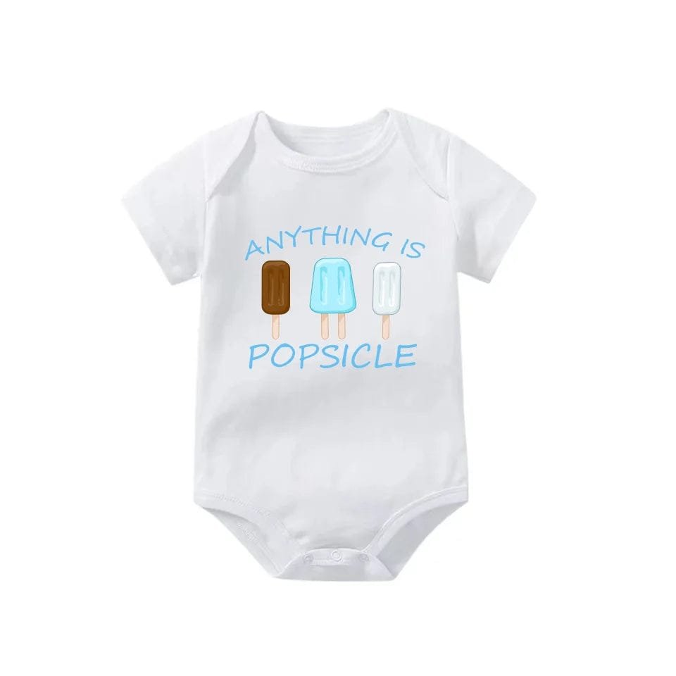 Newborn Letter Print Romper unisex bodysuit front view for soft cotton comfort wear.