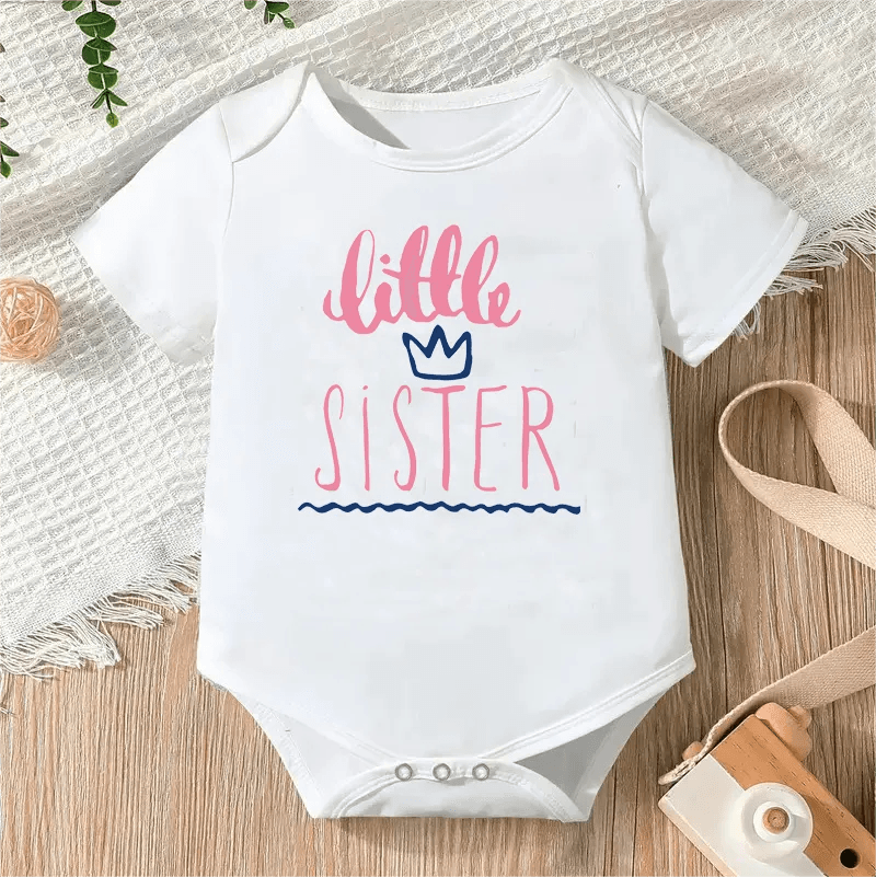 Newborn Letter Print Romper unisex bodysuit front view for warm-weather outings.