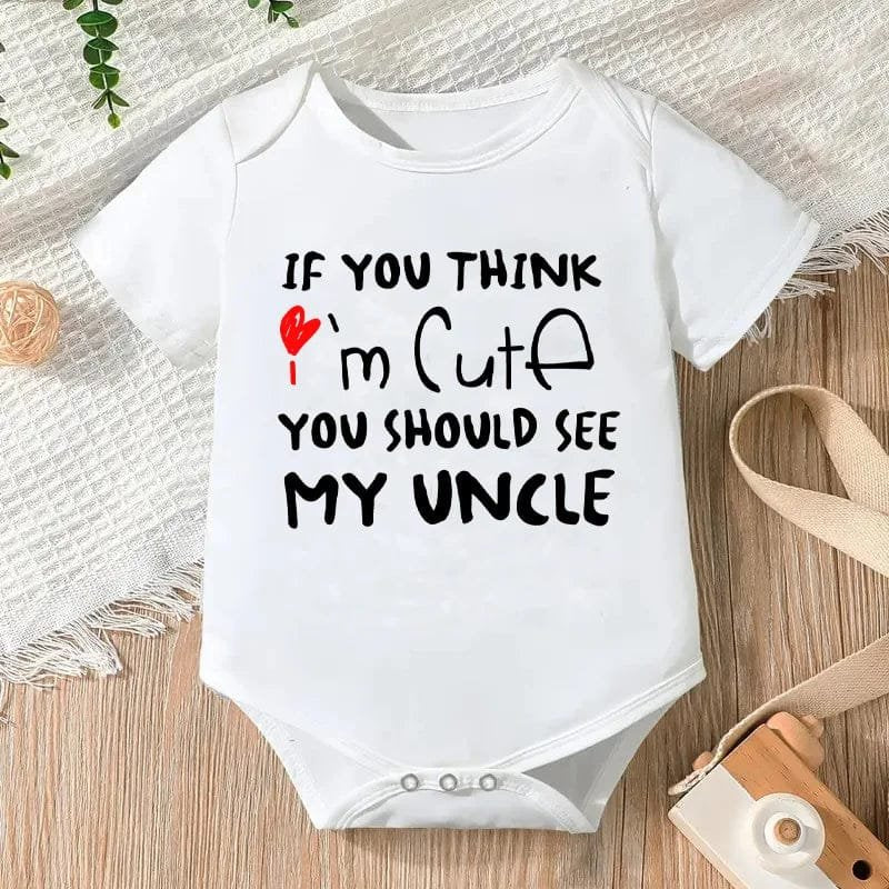 Newborn Letter Print Romper unisex bodysuit front view for crawling and playtime.