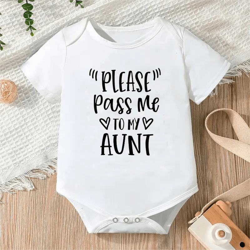 Newborn Letter Print Romper unisex bodysuit flat lay for warm-weather outings.