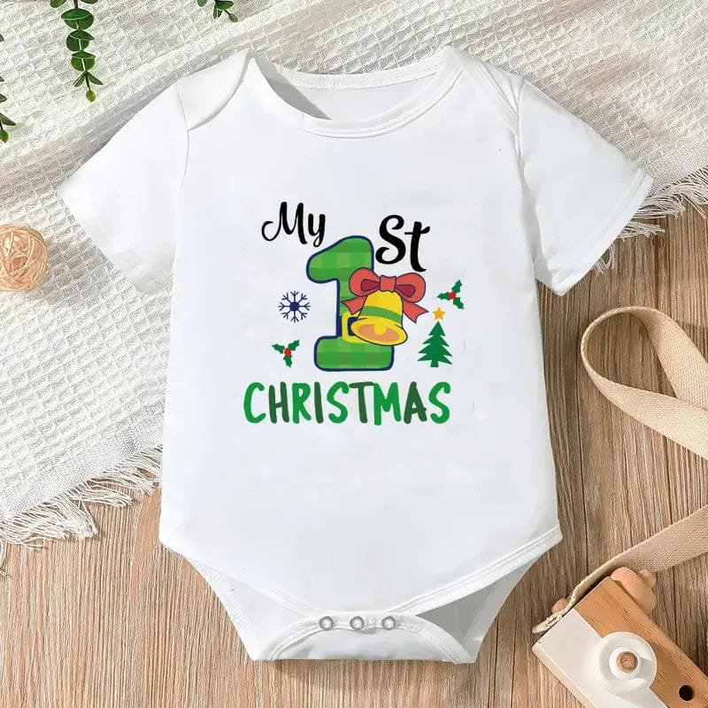 Newborn Letter Print Romper unisex bodysuit front view for warm-weather outings.