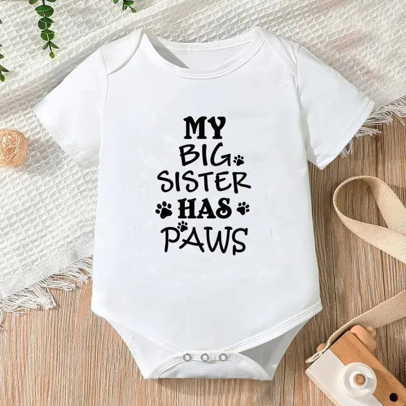 Newborn Letter Print Romper unisex bodysuit front view for holiday and gift-giving.