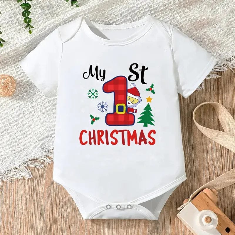 Newborn Letter Print Romper unisex bodysuit flat lay for baby shower gifting.