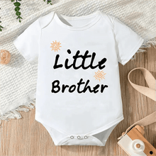 Newborn Letter Print Romper unisex bodysuit close up detail for soft cotton comfort wear. (option 3)