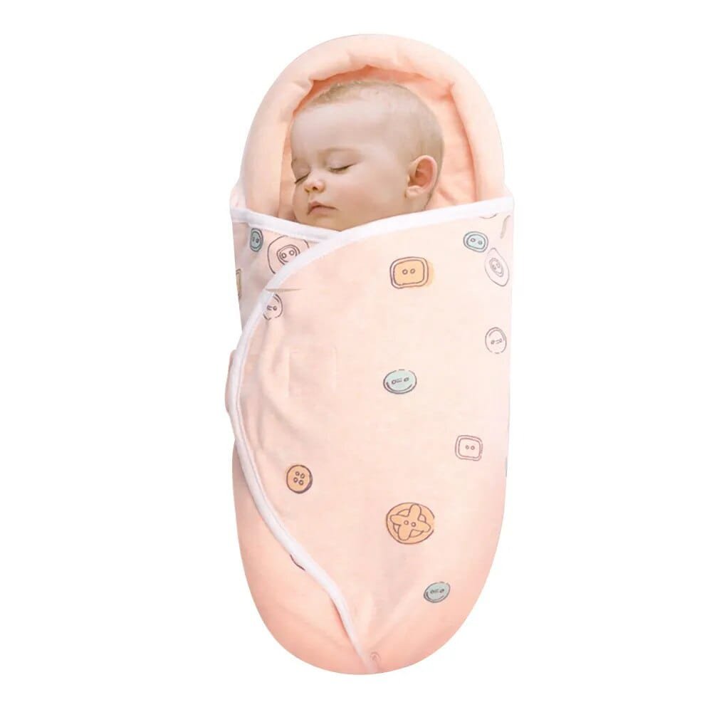 Newborn pink sleeping bag with head shaping pillow area to support the head during naps and night sleep.