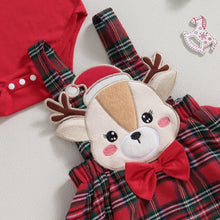 Reindeer knit romper from the baby Christmas set for newborn daily wear and holiday photos.
