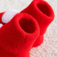 Non-slip Cotton Kids Socks in red booties front view for toddlers and infants daily wear.