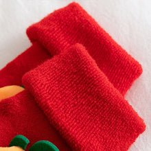 Non-slip Cotton Kids Socks in red booties shown on white background for toddler and infant crib wear.