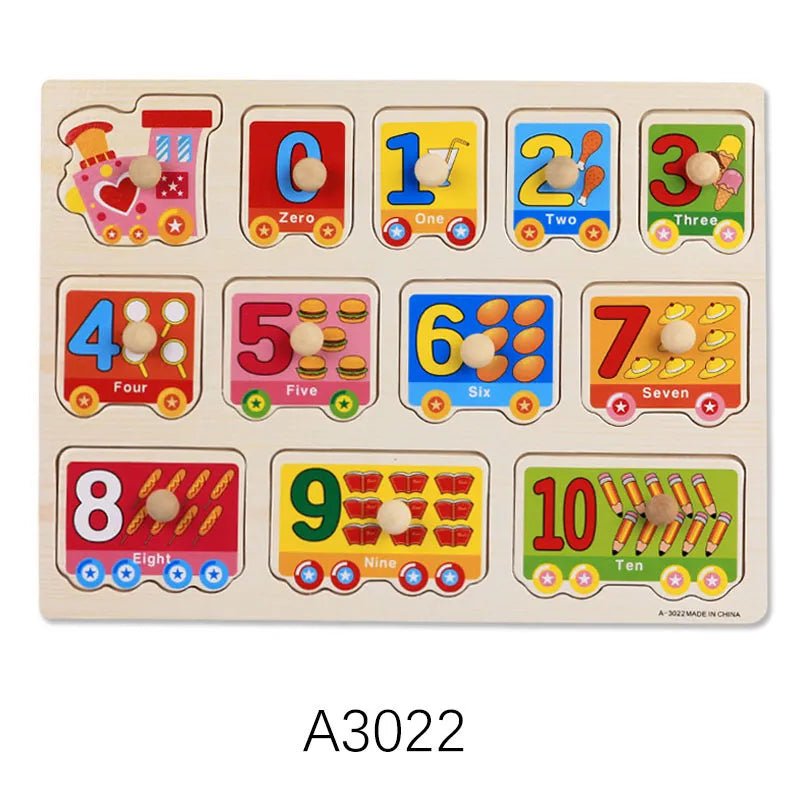 Montessori wooden number puzzle with an educational design, ideal as a gift for kids learning to count.