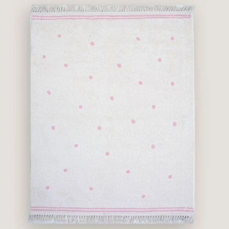 White towel with pink polka dots